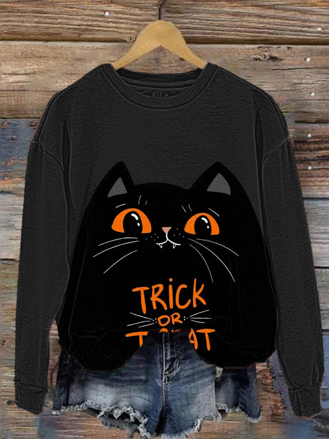 Women's Halloween Trick Or Treat Printed Sweatshirt