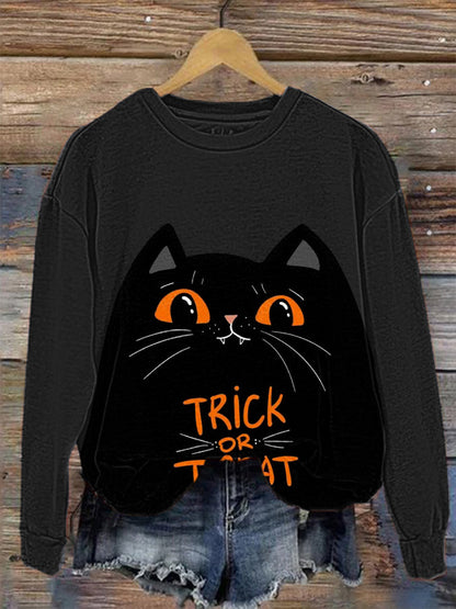 Women's Halloween Trick Or Treat Printed Sweatshirt