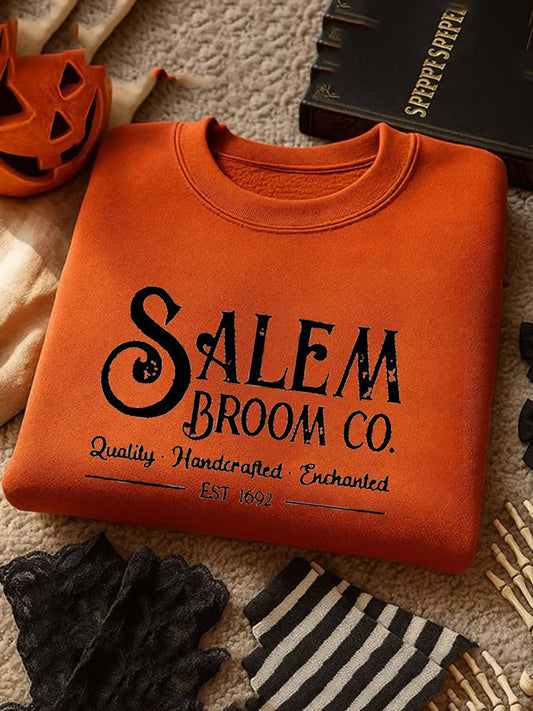 Women's Halloween Salem Broom 1692 Printed Sweatshirt