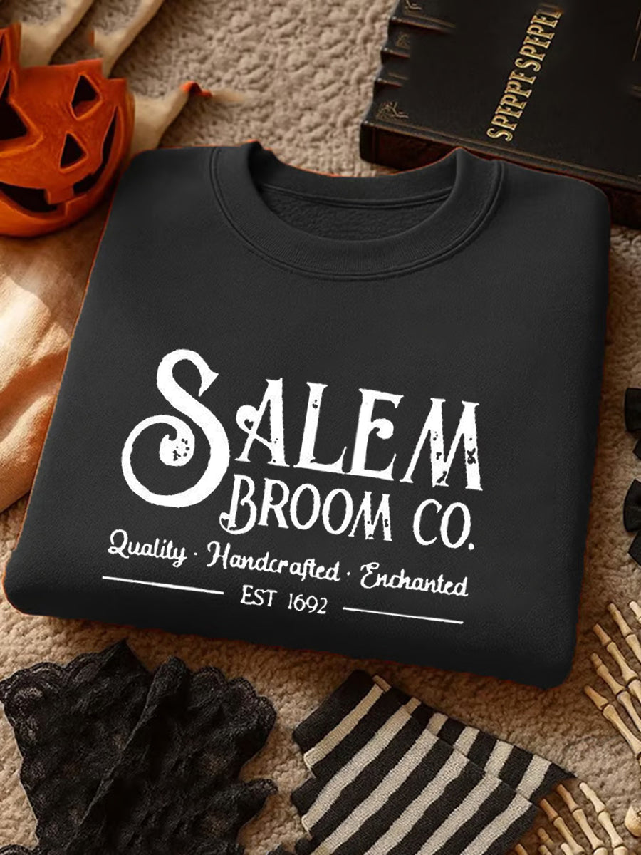 Women's Halloween Salem Broom 1692 Printed Sweatshirt