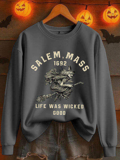 Women's Halloween Salem Mass 1692 Printed Sweatshirt