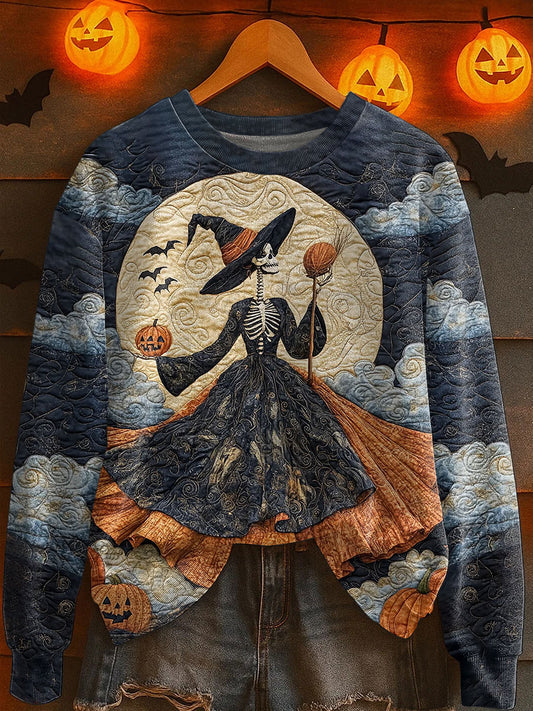 Women's Halloween Witch Print Casual Sweatshirt