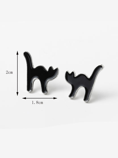 Women's Halloween Artistic Black Cat Earrings