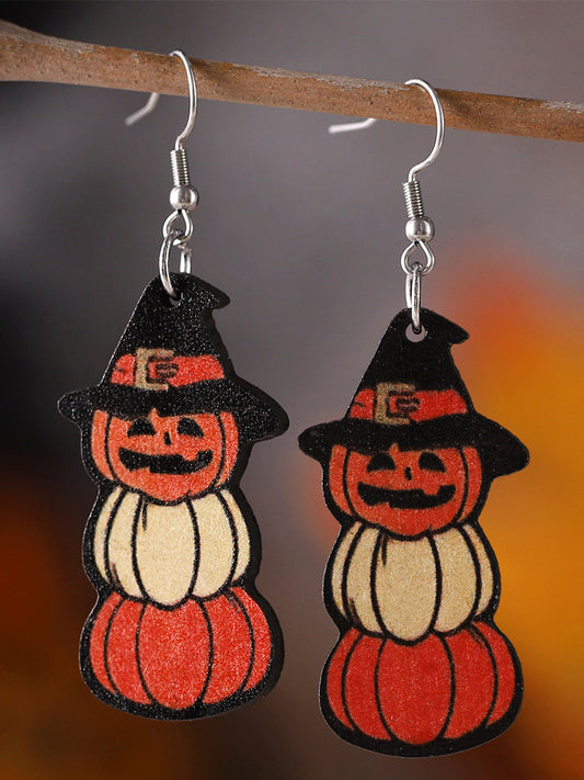 Women's Halloween Bat Face Pumpkin Earrings