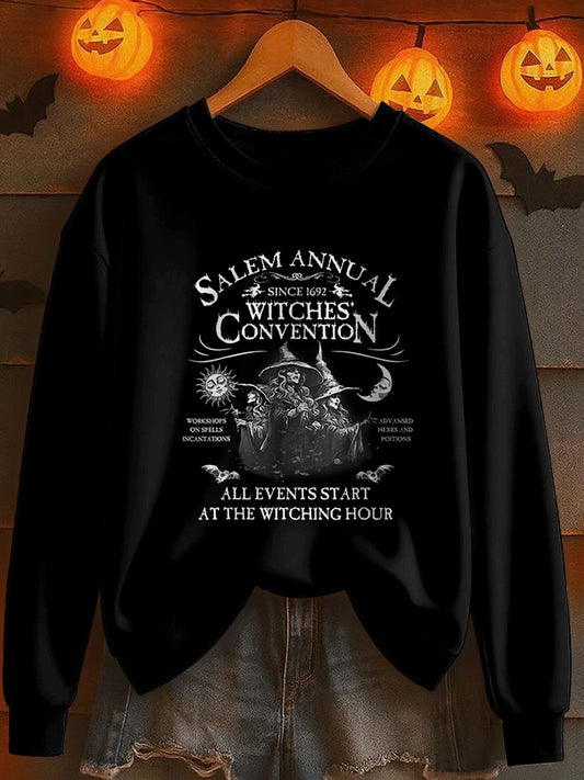 Women's Halloween Salem Witch Printed Sweatshirt