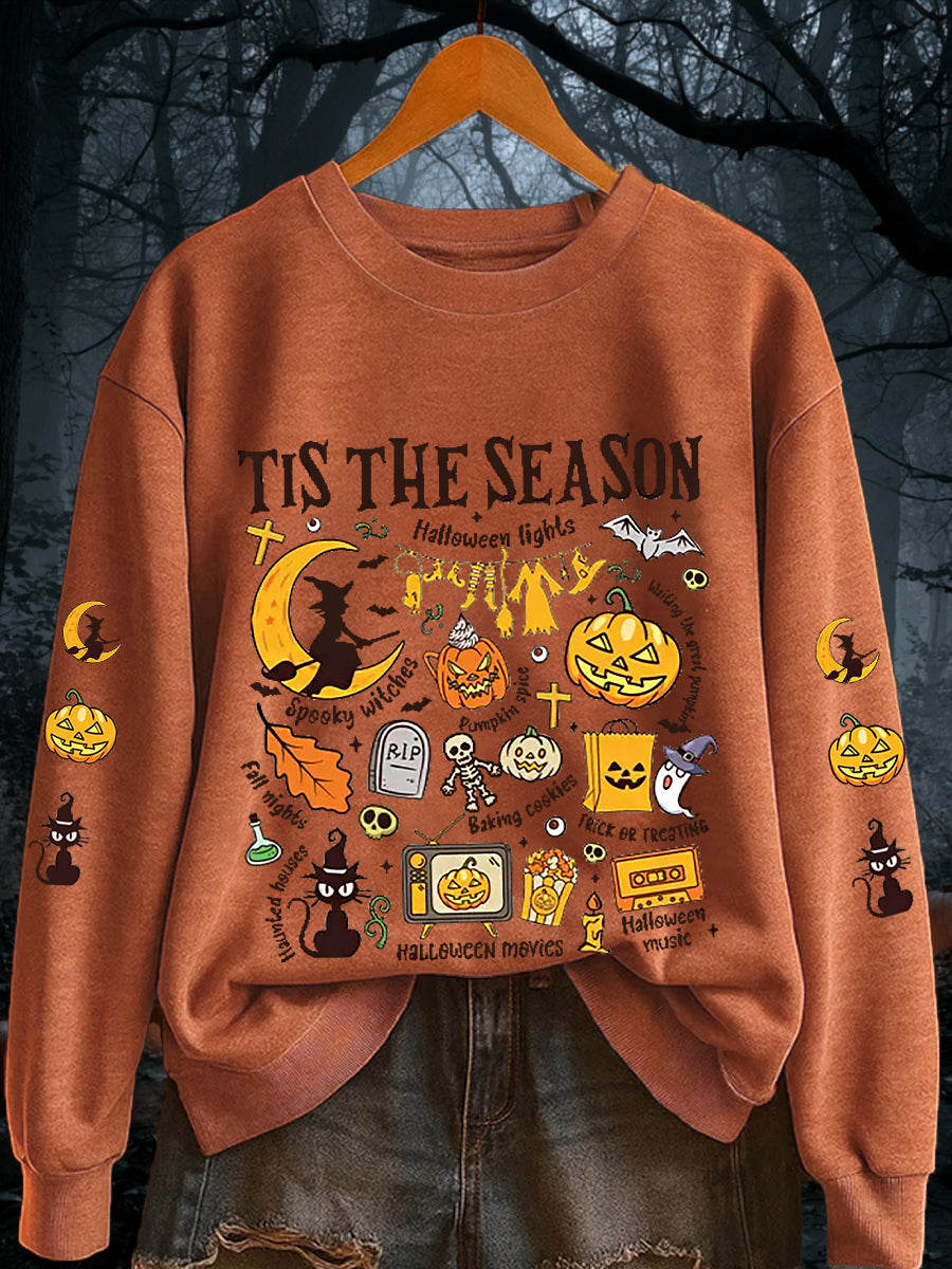 Women's Retro Halloween Tis The Season Spooky Season Long Sleeve sweatshirt