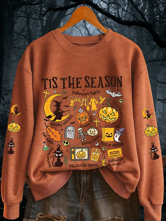 Women's Retro Halloween Tis The Season Spooky Season Long Sleeve sweatshirt
