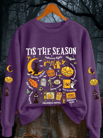 Women's Retro Halloween Tis The Season Spooky Season Long Sleeve sweatshirt