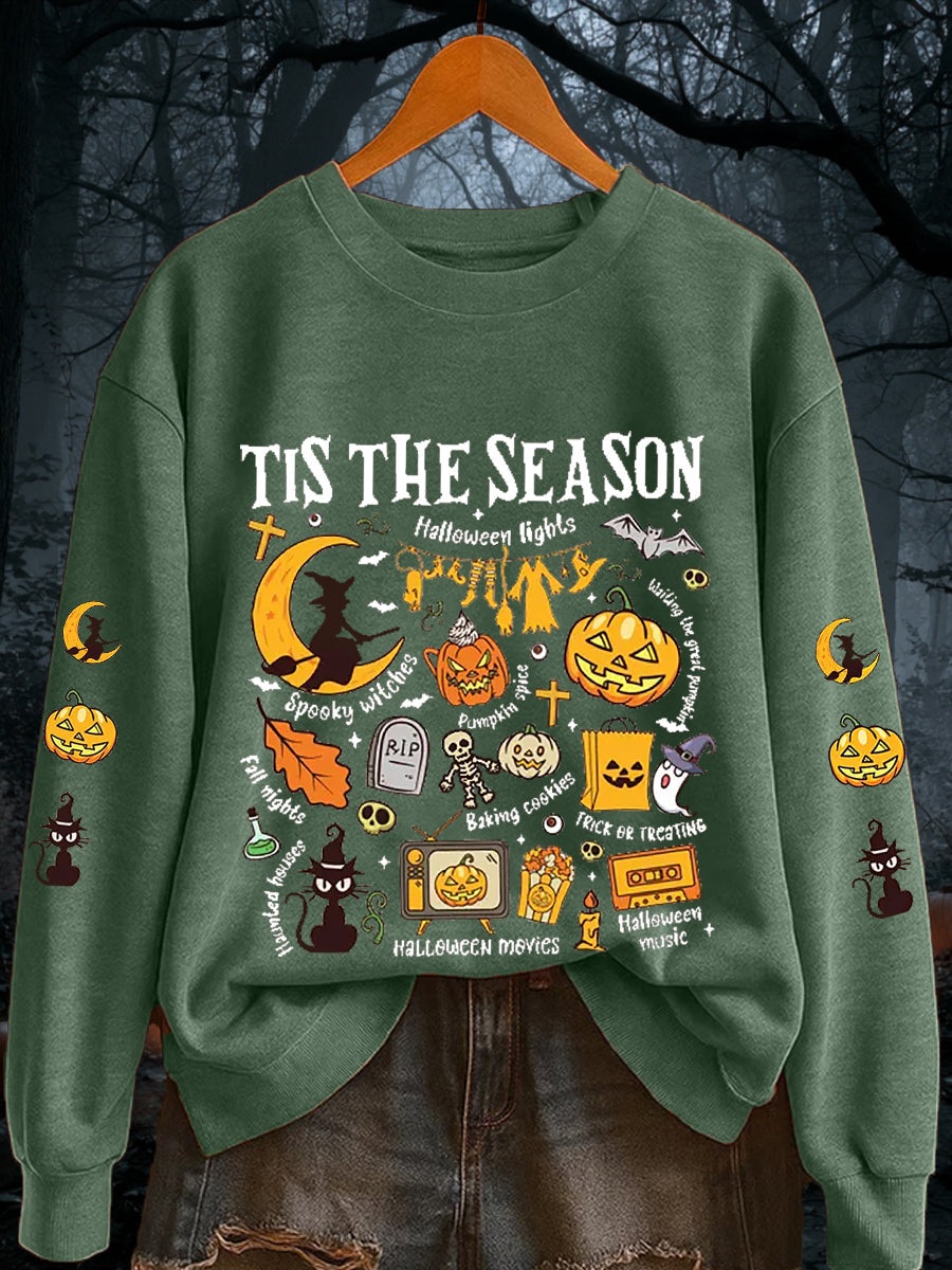 Women's Retro Halloween Tis The Season Spooky Season Long Sleeve sweatshirt
