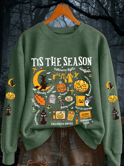Women's Retro Halloween Tis The Season Spooky Season Long Sleeve sweatshirt