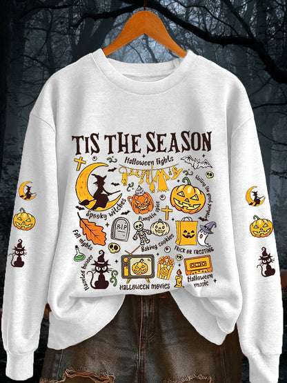 Women's Retro Halloween Tis The Season Spooky Season Long Sleeve sweatshirt