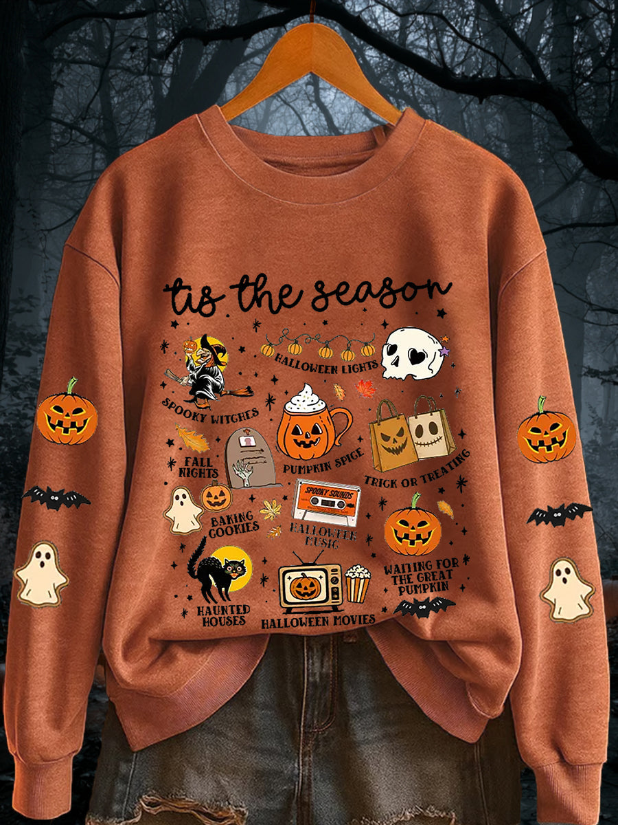 Women's Retro Halloween Tis The Season Spooky Season Long Sleeve sweatshirt
