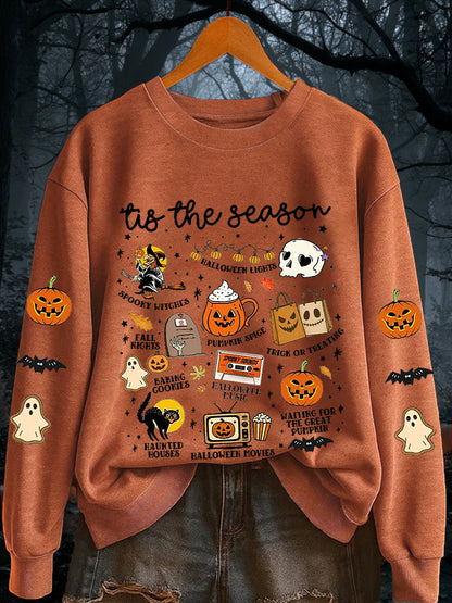 Women's Retro Halloween Tis The Season Spooky Season Long Sleeve sweatshirt