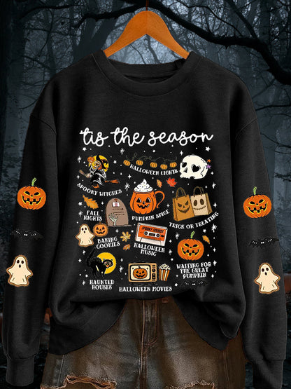 Women's Retro Halloween Tis The Season Spooky Season Long Sleeve sweatshirt