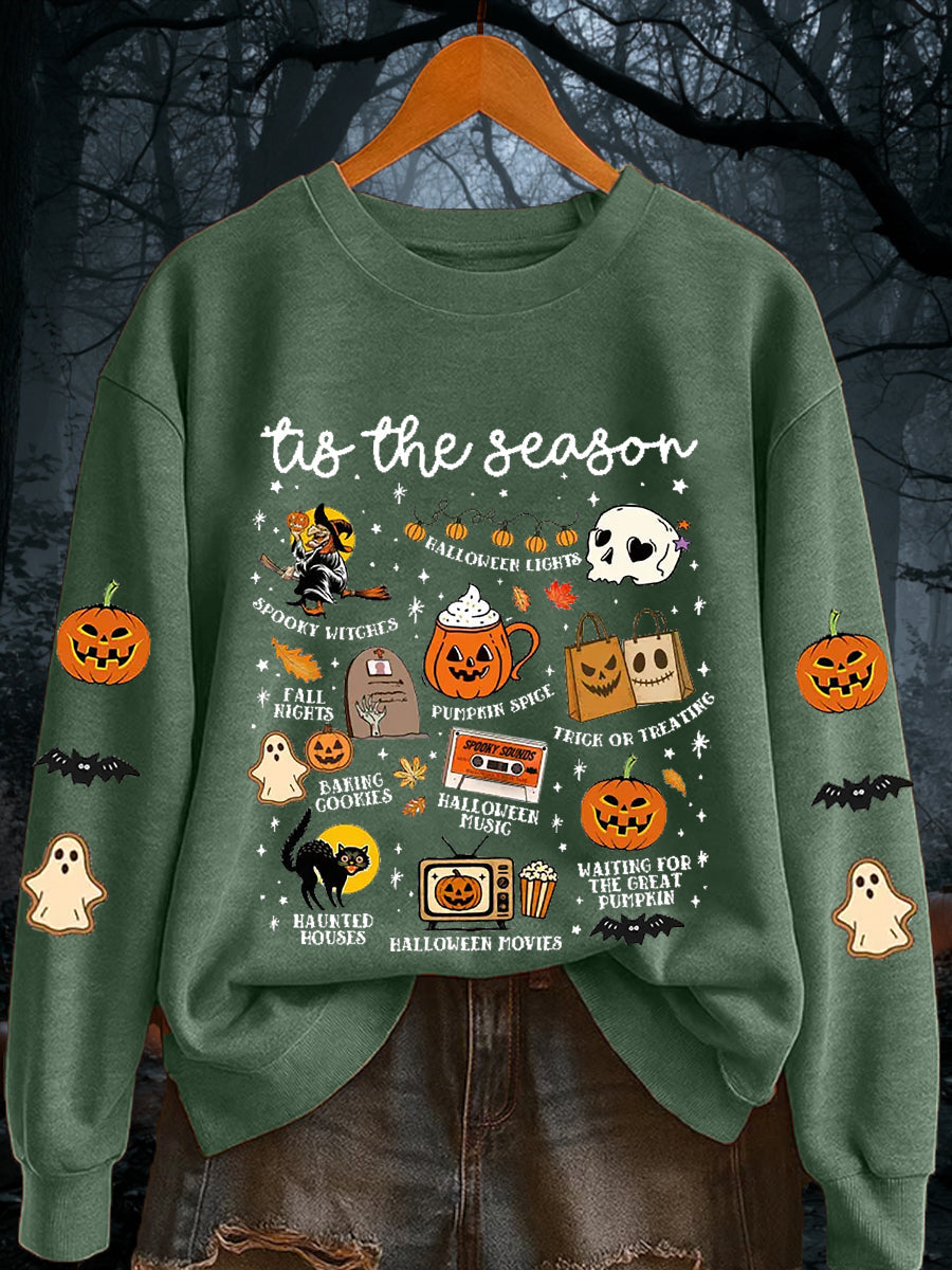 Women's Retro Halloween Tis The Season Spooky Season Long Sleeve sweatshirt