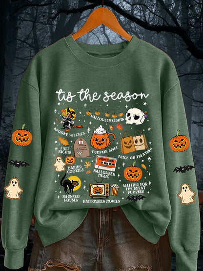 Women's Retro Halloween Tis The Season Spooky Season Long Sleeve sweatshirt