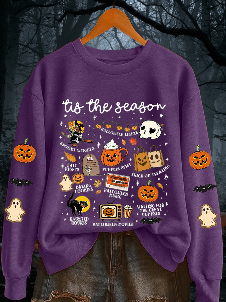 Women's Retro Halloween Tis The Season Spooky Season Long Sleeve sweatshirt