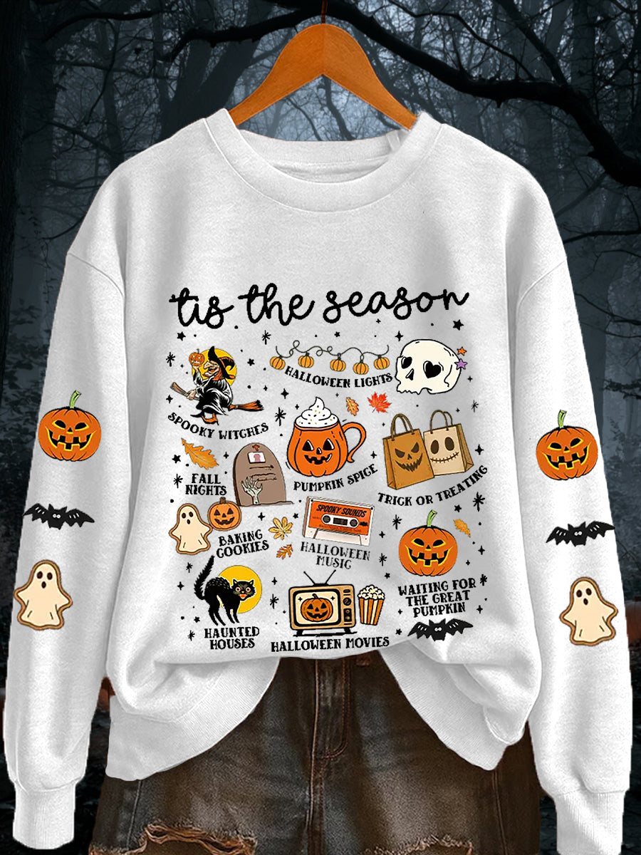 Women's Retro Halloween Tis The Season Spooky Season Long Sleeve sweatshirt