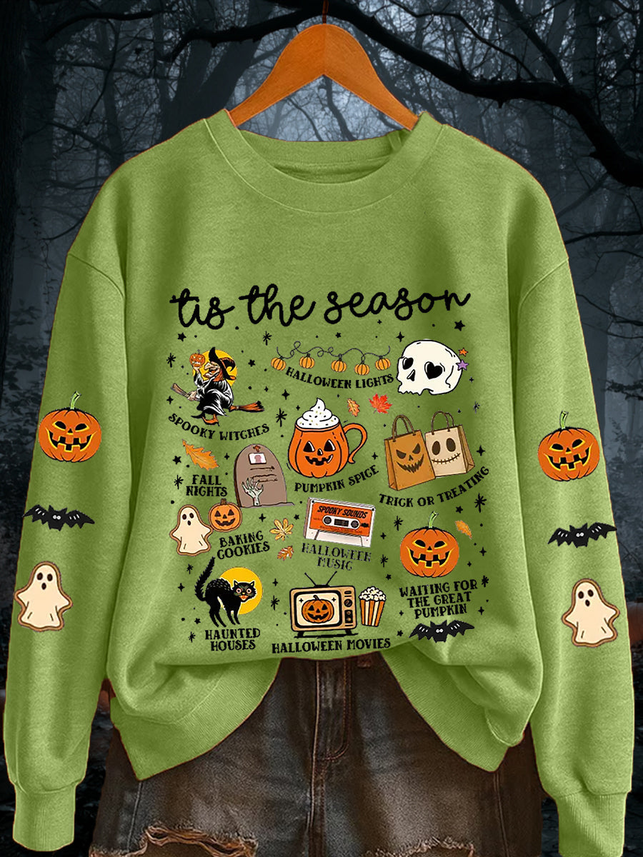 Women's Retro Halloween Tis The Season Spooky Season Long Sleeve sweatshirt