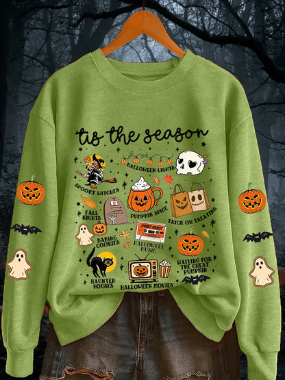 Women's Retro Halloween Tis The Season Spooky Season Long Sleeve sweatshirt