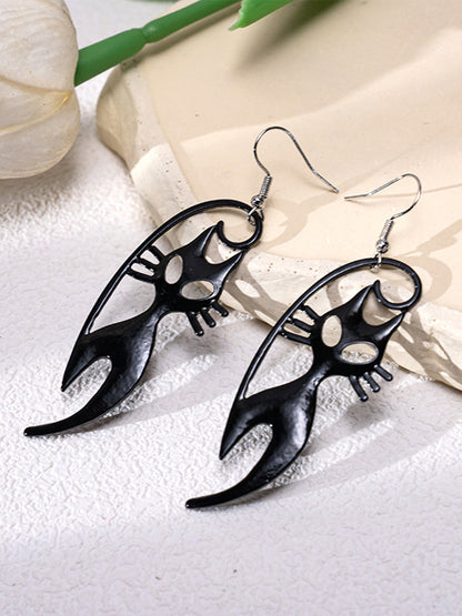 Women's Halloween Art Black Cat Earrings