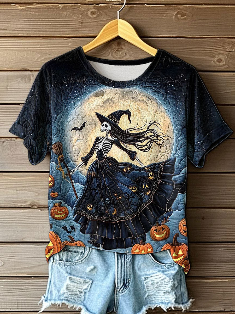 Women's Halloween Witch Print Casual T-shirt
