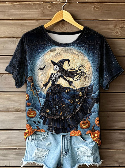 Women's Halloween Witch Print Casual T-shirt