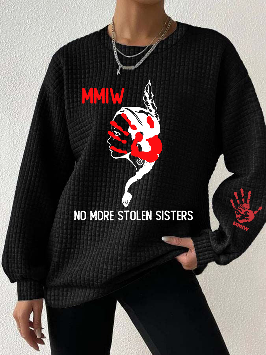 Women's MMIW Waffle Print Casual Sweatshirt
