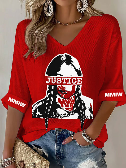Women's justice MMIW V-neck tops