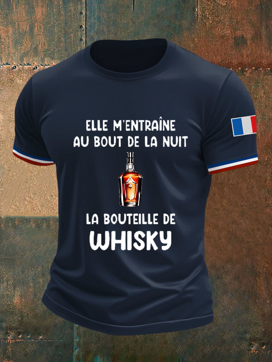 Men's Bouteille Whisky Au Bout De La Nuit Short Sleeves T-shirt