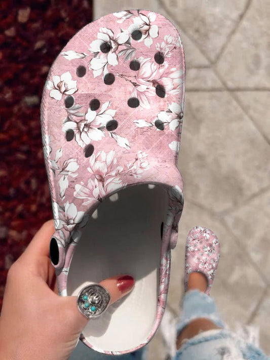 Women's Pink Floral Print Casual Crocs