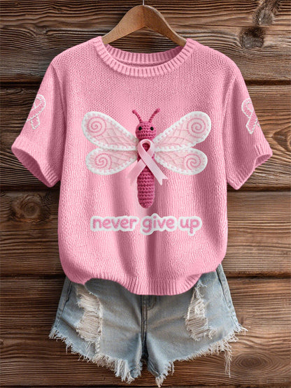 Women's Pink Dragonfly Pink Ribbon Breast Cancer Awareness Support Tee