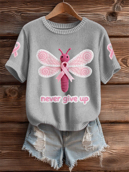 Women's Pink Dragonfly Pink Ribbon Breast Cancer Awareness Support Tee
