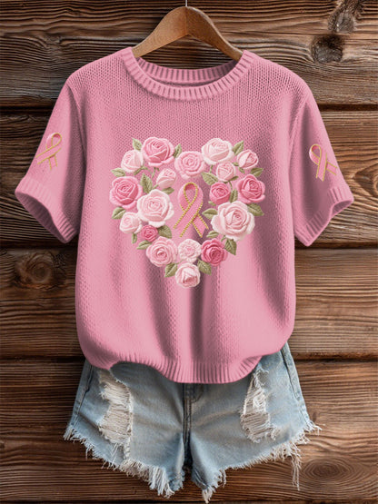Women's Pink Floral Print Casual T-shirt