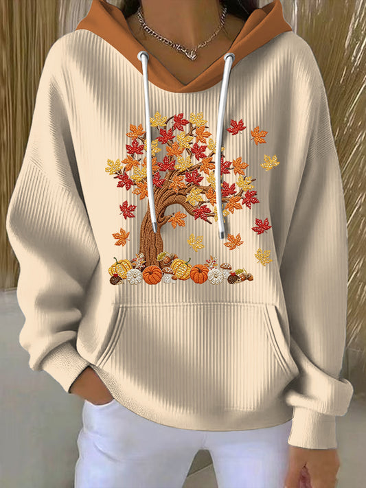 Women's Thanksgiving Maple Leaf Art Casual Hoodie