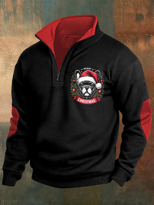 Men's Christmas Printed Casual Zipper Sweater