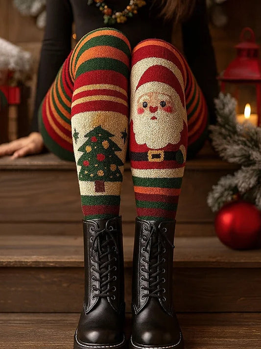 Women's Christmas Tree And Santa Claus Art Cozy Leggings