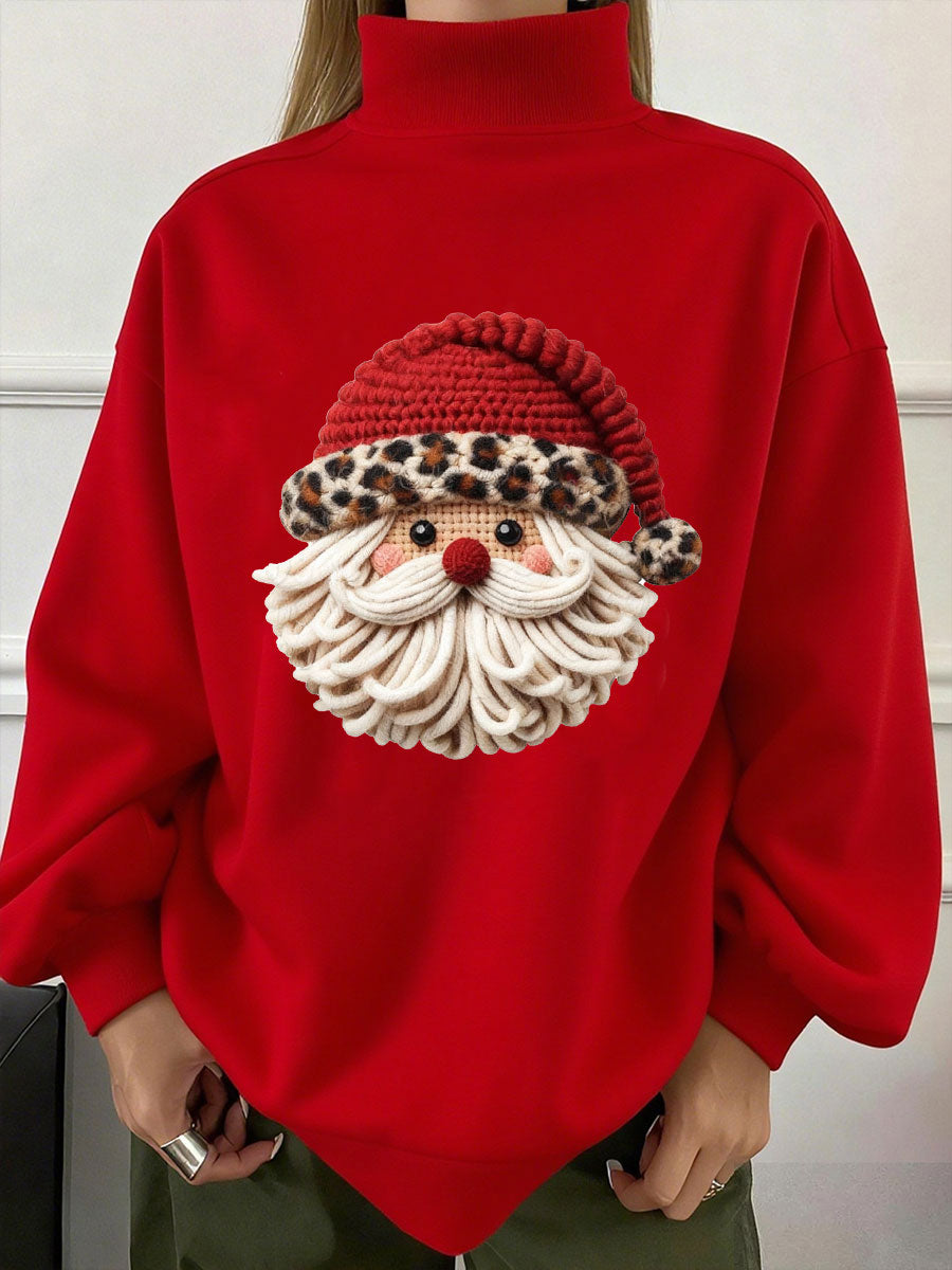 Women's Santa Claus Print High-Neck Sweatshirt