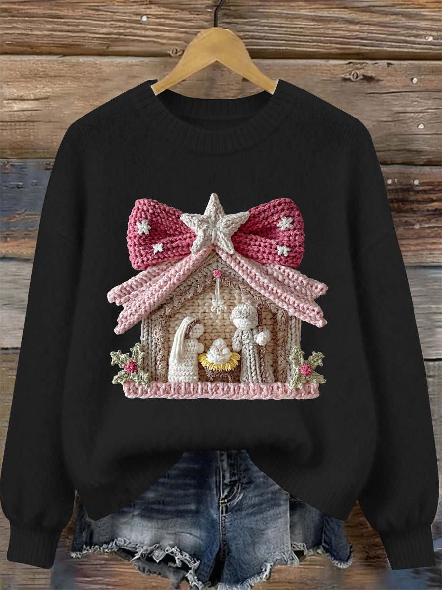 Women's Nativity Print Casual Sweatshirt