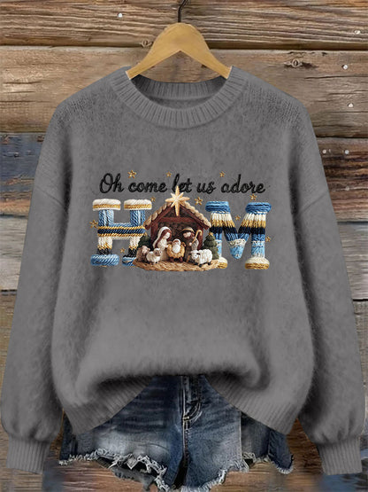 Women's Nativity Print Casual Sweatshirt