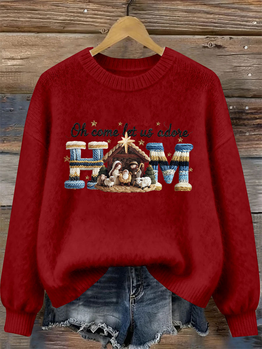 Women's Nativity Print Casual Sweatshirt