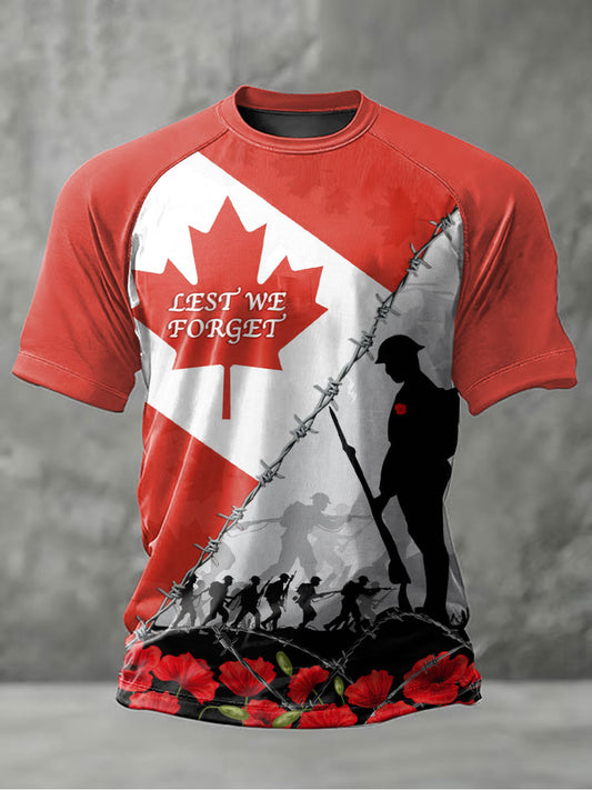 Men's Canadian Remembrance Day Printed Casual T-Shirt