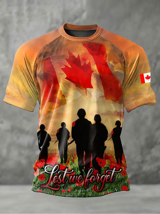 Men's Canadian Remembrance Day Printed Casual T-Shirt
