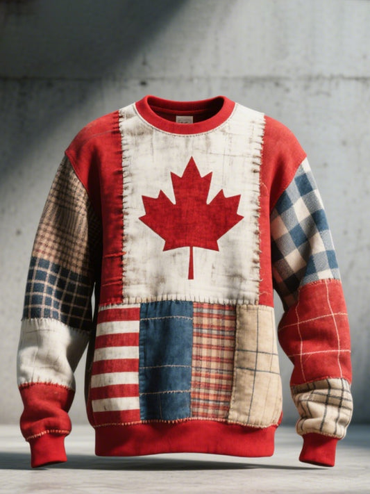 Men's Canadian Inspired Patchwork Art Sweatshirt