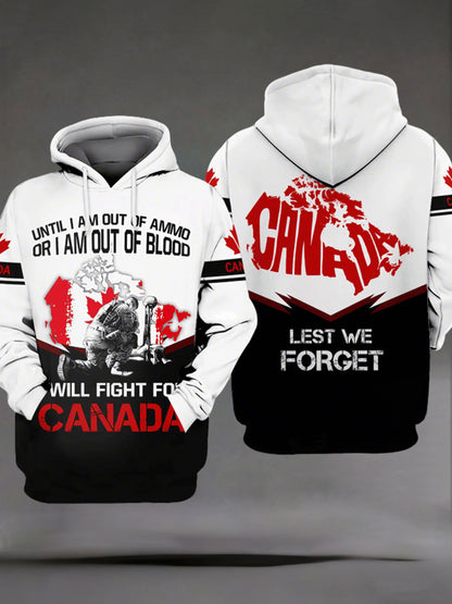 Men's Remembrance Day Printed Casual Hoodie