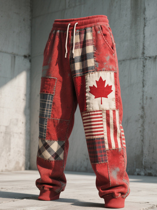 Men's Canadian Inspired Patchwork Art Casual Pants