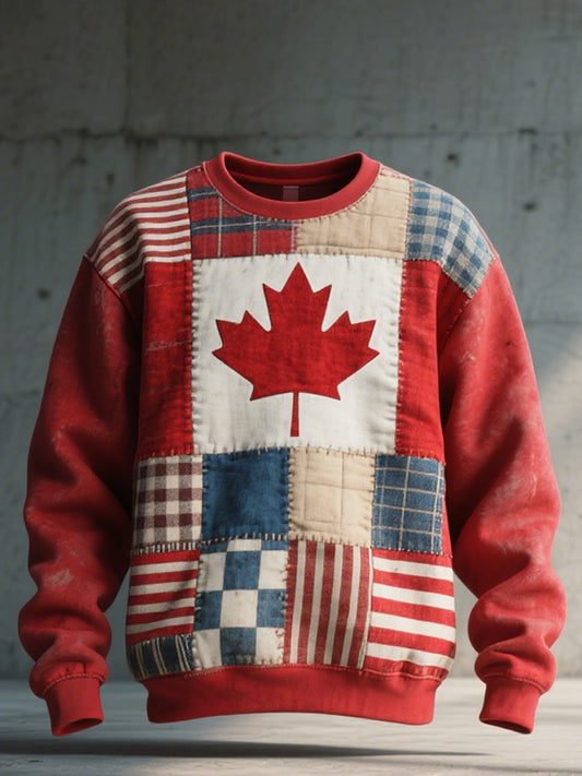 Men's Canadian Inspired Patchwork Art Sweatshirt
