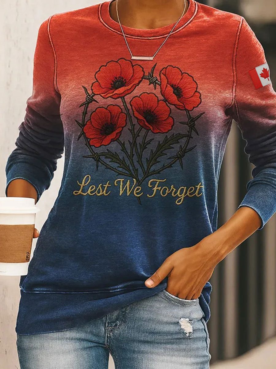 Women's Lest We Forget Printed Casual Sweatshirt