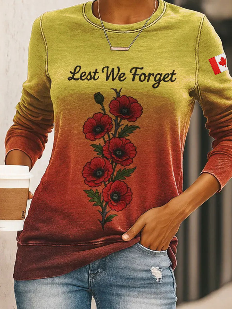 Women's Lest We Forget Printed Casual Sweatshirt