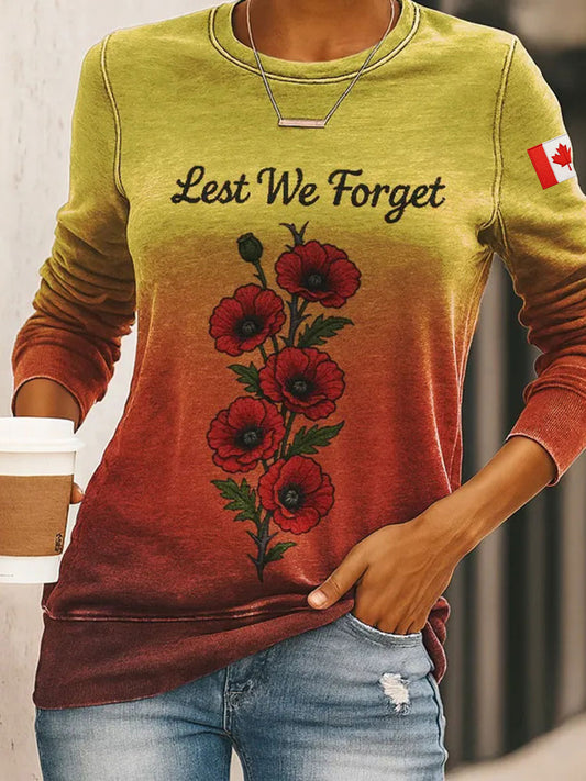 Women's Lest We Forget Printed Casual Sweatshirt